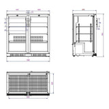 Combisteel Barkoeler | 2 Glasdeuren | Zwart | 208L | 0°C/+10°C | Statisch + Ventilator | 900x520x900(h)mm | 7527.0010