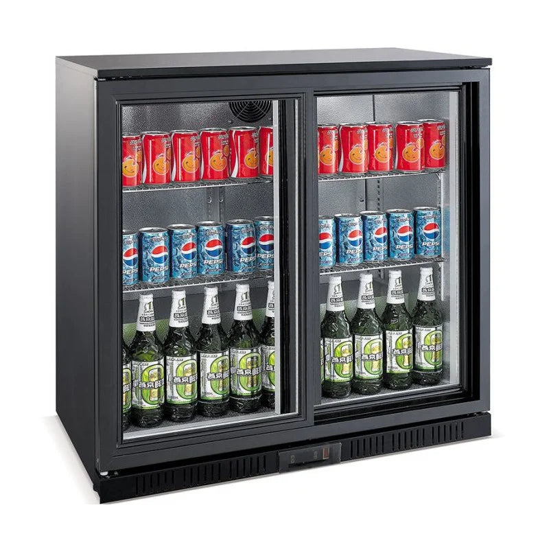 Combisteel Barkoeler | Schuifdeuren | Zwart | 208L | 0°C/+10°C | Statisch + Ventilator | 900x520x900(h)mm | 7527.0020