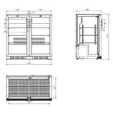 Combisteel Barkoeler | 2 Glasdeuren | Zwart | 198L | 0°C/+10°C | Statisch + Ventilator | 900x520x850(h)mm | 7527.0035