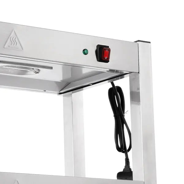 RVS Etagère met Warmtebrug | 2 Niveau's | (Halogeen Verwarmd) | 1.2kW (230V) | 900x300x650(h)mm