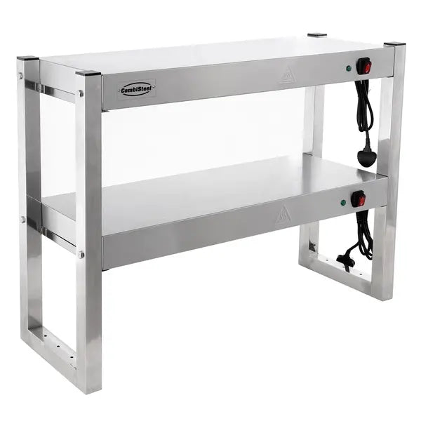 RVS Etagère met Warmtebrug | 2 Niveau's | (Halogeen Verwarmd) | 1.2kW (230V) | 900x300x650(h)mm
