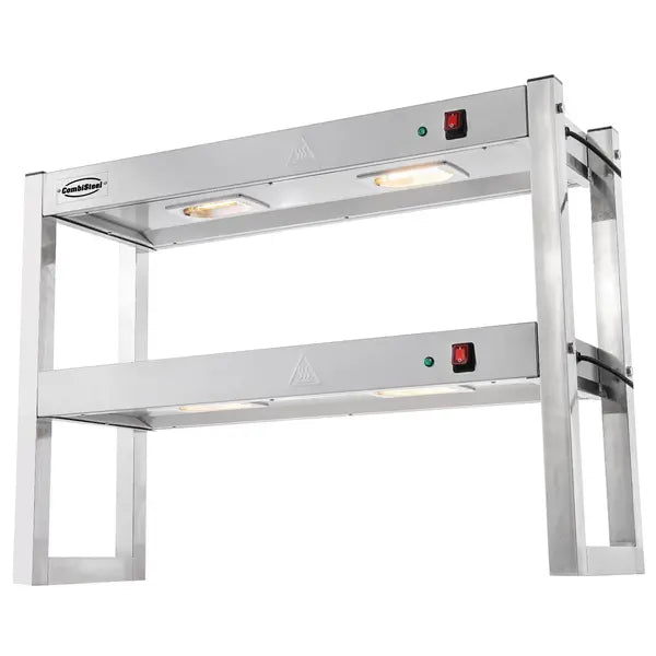 RVS Etagère met Warmtebrug | 2 Niveau's | (Halogeen Verwarmd) | 2,4kW (230V) | 1500x300x650(h)mm