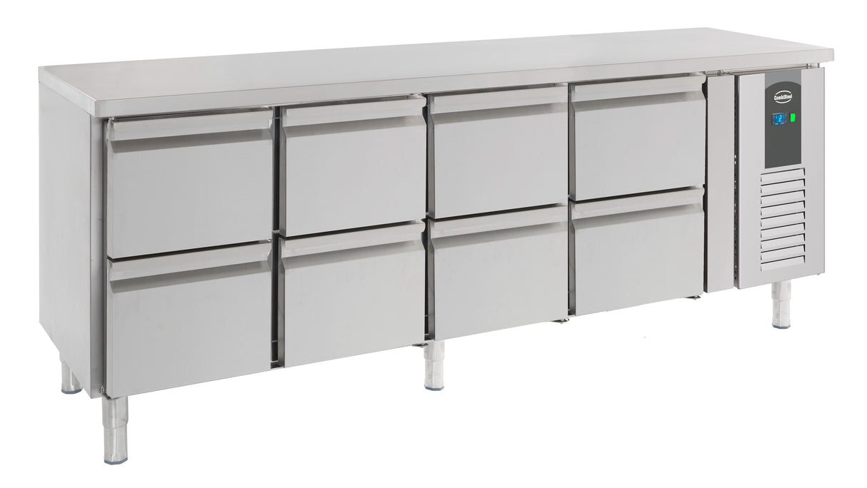 Koelwerkbank | 553L | 8 laden | +2°C/+8°C | Geforceerd | 2230x700x850(h)mm