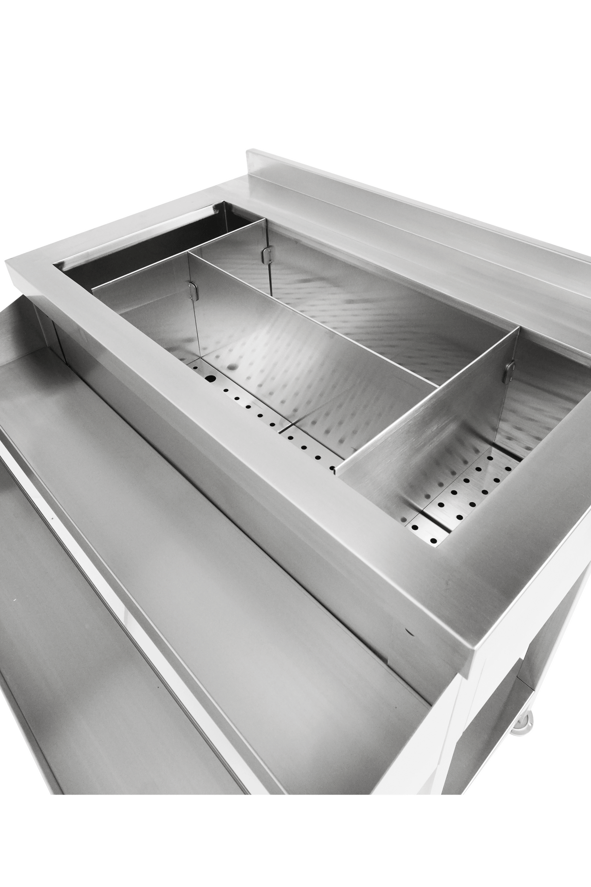 Bar-/Cocktailstation | RVS | IJs-/Ingrediëntenbak + Flessenrek | 900x820x900/950(h)mm