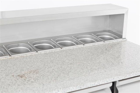 Pizzawerkbank | 402L | 3 Deuren | Boven 8x 1/6 GN | +2°C/+8°C | Statisch met Ventilator | 1368x700x1090(h)mm