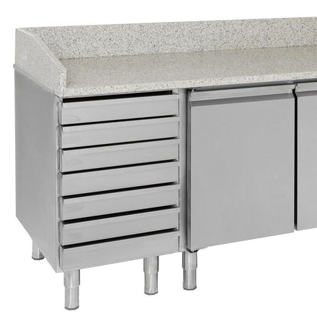 Combisteel Pizza Koelwerkbank | 580L | 2 deuren 7 laden | +2°C/+8°C | Geforceerd | 2025x800x1000(h)mm | 7950.0042