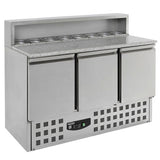 Combisteel Pizza Koelwerkbank | 402L | 3 deuren | +2°C/+8°C | 8x 1/6 GN | Statisch | 1368x700x1090(h)mm | 7950.0065