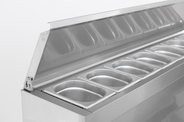 Combisteel gekoeld saladette | 8x 1/6 GN | +2°C/+8°C | Statisch met ventilator | 1365x700x870(h)mm | 7950.0100