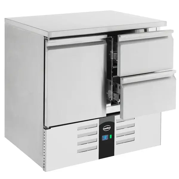 Combisteel Koelwerkbank | 257L | 1 Deur met 2 Laden | +2°C/+8°C | Statisch met ventilator | 900x700x875(h)mm | 7950.0108