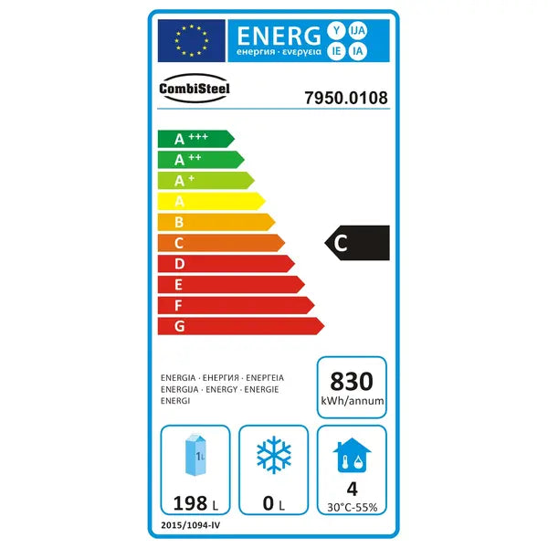 Combisteel Koelwerkbank | 257L | 1 Deur met 2 Laden | +2°C/+8°C | Statisch met ventilator | 900x700x875(h)mm | 7950.0108