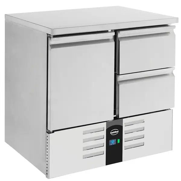 Combisteel Koelwerkbank | 257L | 1 Deur met 2 Laden | +2°C/+8°C | Statisch met ventilator | 900x700x875(h)mm | 7950.0108