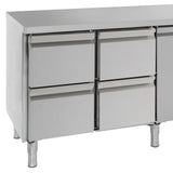 Combisteel Koelwerkbank | 553L | 2 deuren 4 laden | +2°C/+8°C | Geforceerd | 2230x700x850(h)mm | 7950.0220