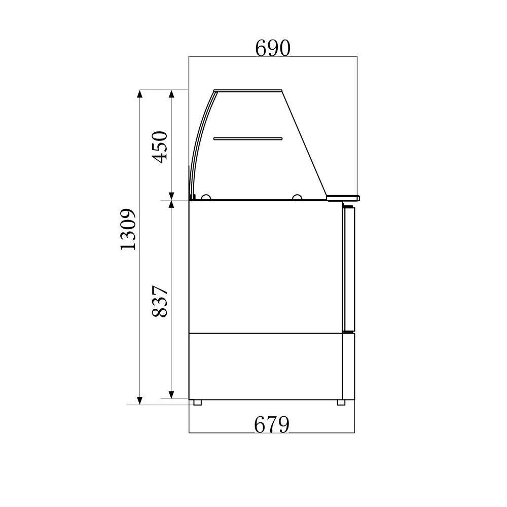 Combisteel gekoeld saladette met glasopstand | 2x 1/1 GN 2,5x 1/1 GN PAN | +2°C/+8°C | Statisch met ventilator | 900x700x850/1310(h)mm | 7950.0400