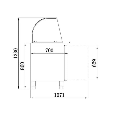 Combisteel gekoeld saladette | 2x 1/1 GN | +2°C/+8°C | Geforceerd | 1360x700x850(h)mm | 7950.0410