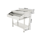 Bar-/Cocktailstation | RVS | IJs-/Ingrediëntenbak + Flessenrek | 900x820x900/950(h)mm