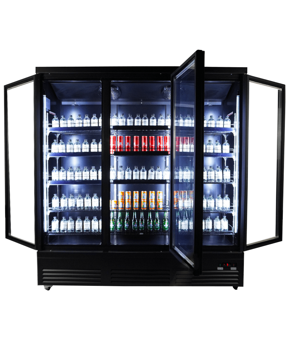 Glasdeur Koelkast | 1600L | Zwart | 0°C/+10°C | Geforceerd | Draaideuren | 1880x705x2050(h)mm