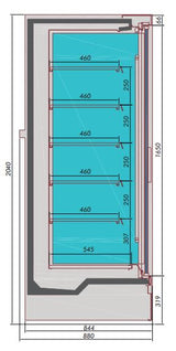 Wandkoeling Mike | Zwart | Draaideuren | 5 schappen | -1°C/+5°C | Geforceerd | 1350x865x2000(h)mm