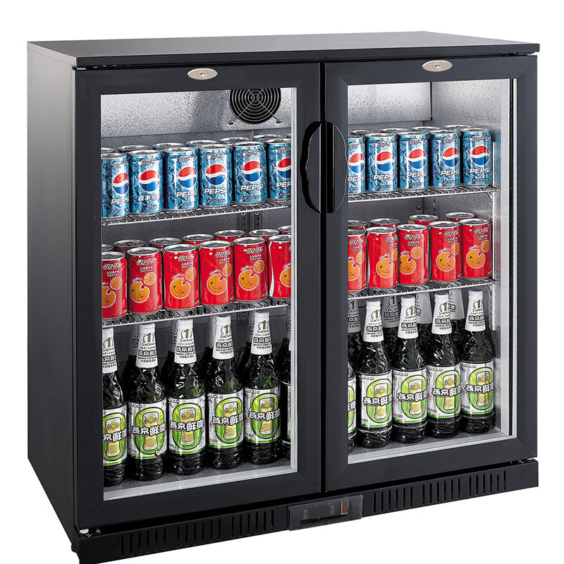 Barkoeler | 2 Glasdeuren | Zwart | 208L | 0°C/+10°C | Statisch + Ventilator | 900x520x900(h)mm