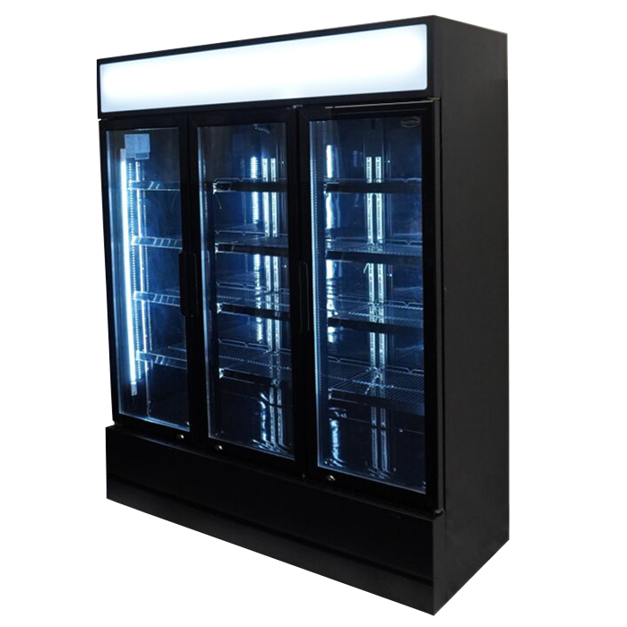 Glasdeur Koelkast Zwart | 1065L | 3 Glasdeuren | +1°C/+10°C | Geforceerd | 1600x610x1973(h)mm