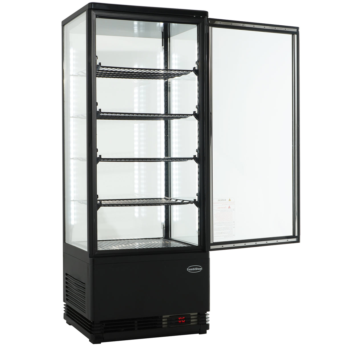 Koelvitrine | 98L | Zwart | 0°C/+12°C | 5 Niveaus | 428x386x1110(h)mm