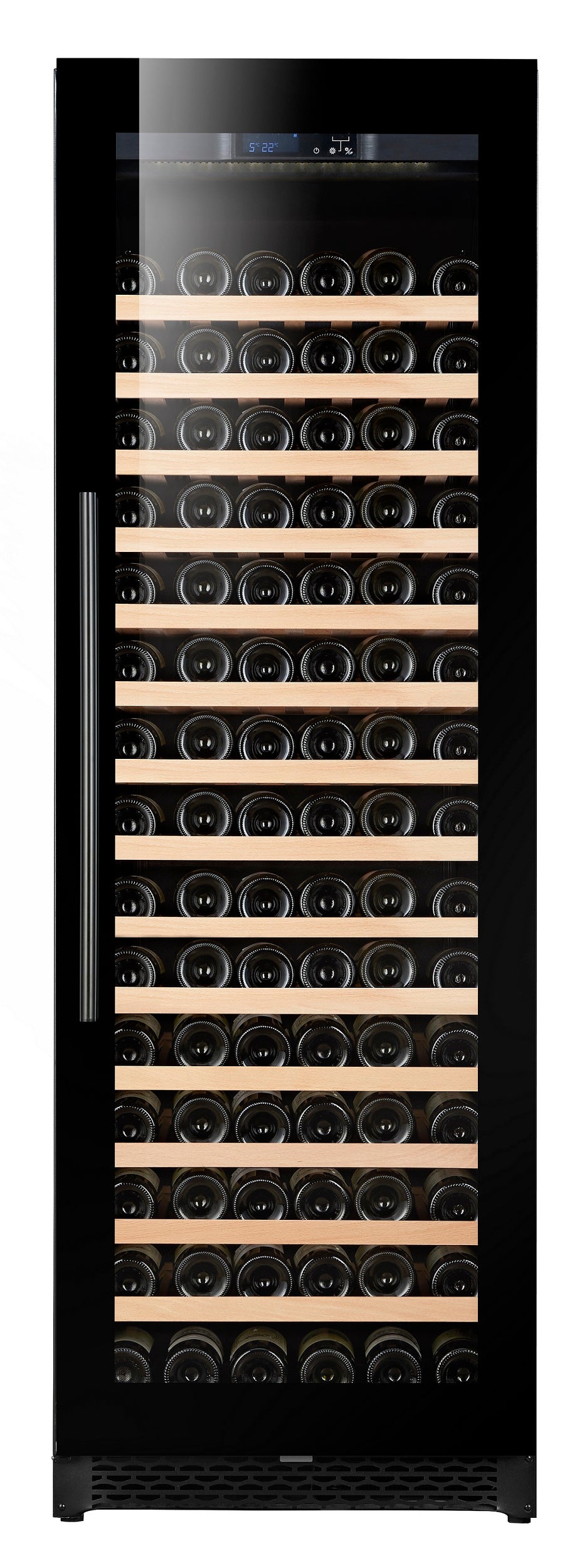 wijnkoelkast 325L Glasdeur | 115 flessen | Single Zone | Zwart | +5°C/+20°C | Geforceerd | 595x570x1780(h)mm