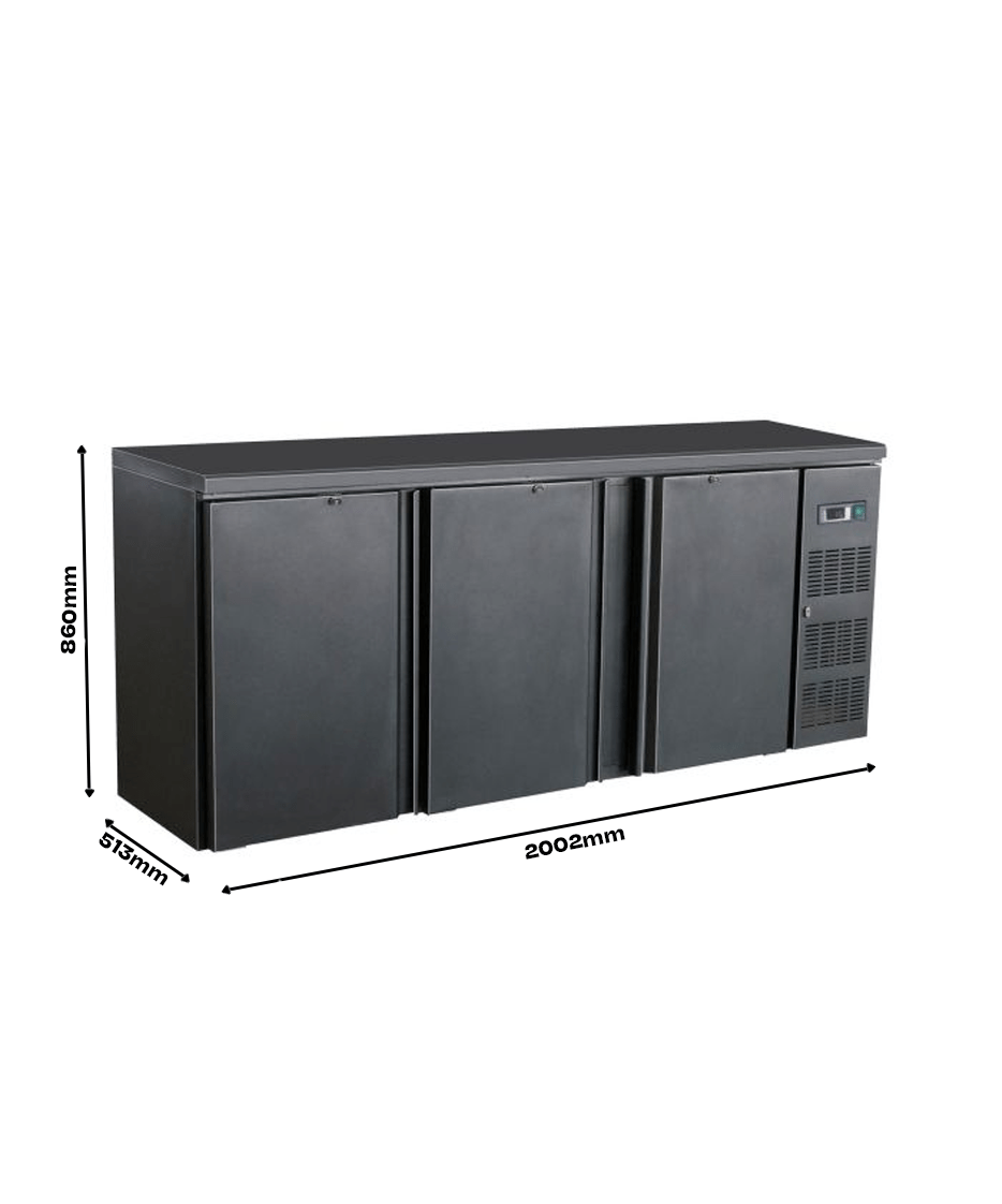 Barkoeler | 3 deuren | Zwart | 537L | 0°C/+10°C | 2002x513x860(h)mm