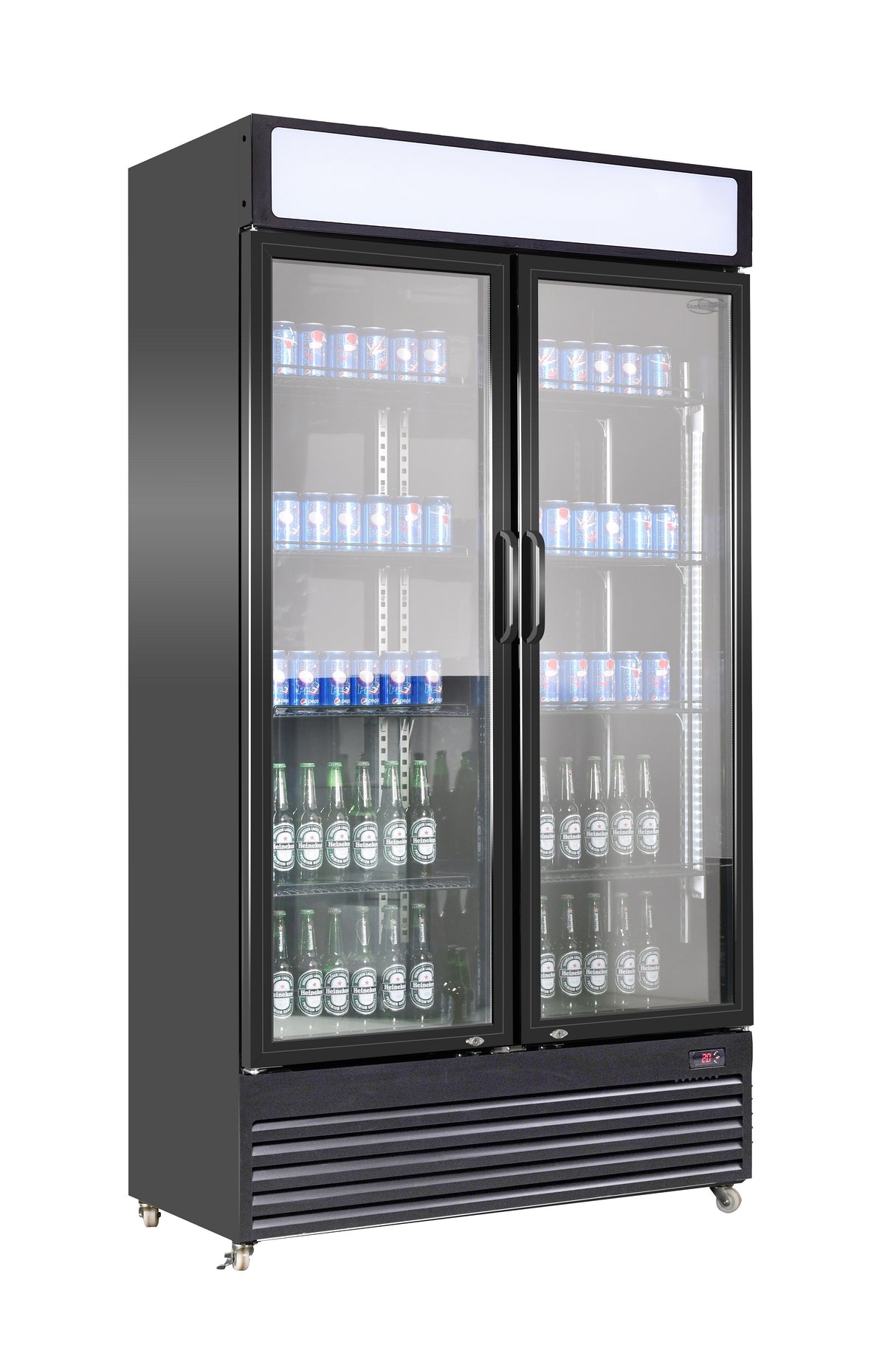 Glasdeur Koelkast Zwart | 780L | 2 Deuren | +2°C/+10°C | Geforceerd | 1120x595x2100(h)mm