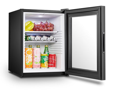 Minibarkoeling | Zwart | 40L | 1 Glasdeur | +12°C/+18°C | 405x443x545(h)mm