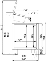Gekoeld saladette | 7x 1/3 GN | -2°C/+8°C | Geforceerd | 1400x700x1090(h)mm