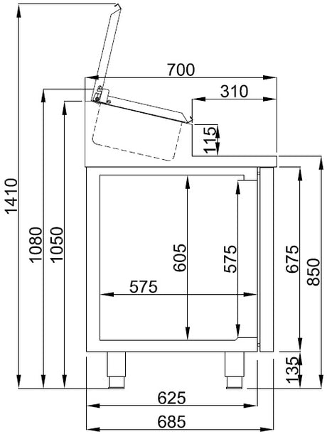 Gekoeld saladette | 10x 1/3 GN | -2°C/+8°C | Geforceerd | 1865x700x1090(h)mm