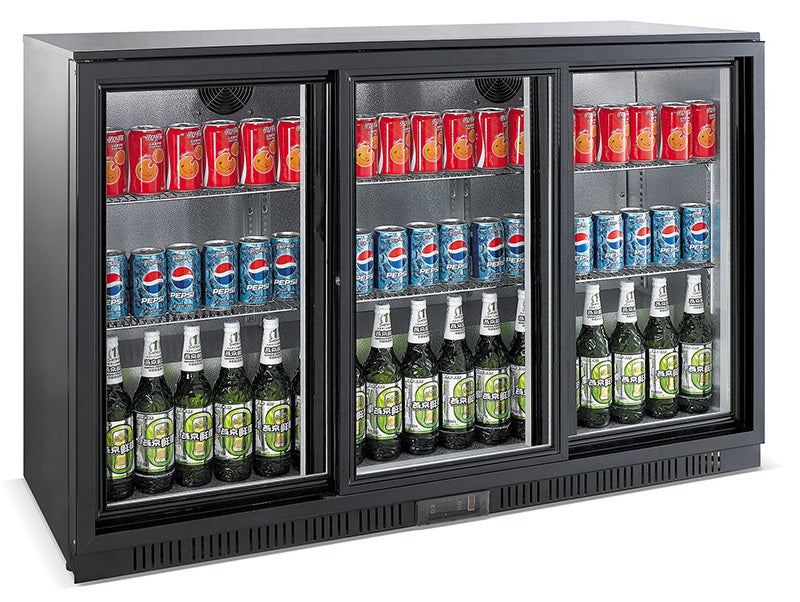 Barkoeler | Schuifdeuren | Zwart | 320L | 0°C/+10°C | Statisch + Ventilator | 1350x520x850(h)mm