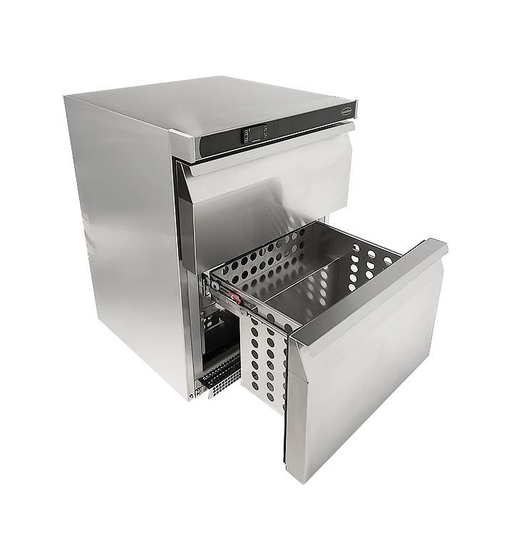 Koelkast | Energiezuinig | 101L | RVS | +2°C/+8°C | Geforceerd | 2 Laden | 600x605x810(h)mm