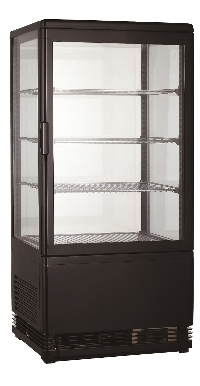 Koelvitrine | 78L | Zwart | 0°C/+12°C | 4 Niveaus | 428x386x960(h)mm