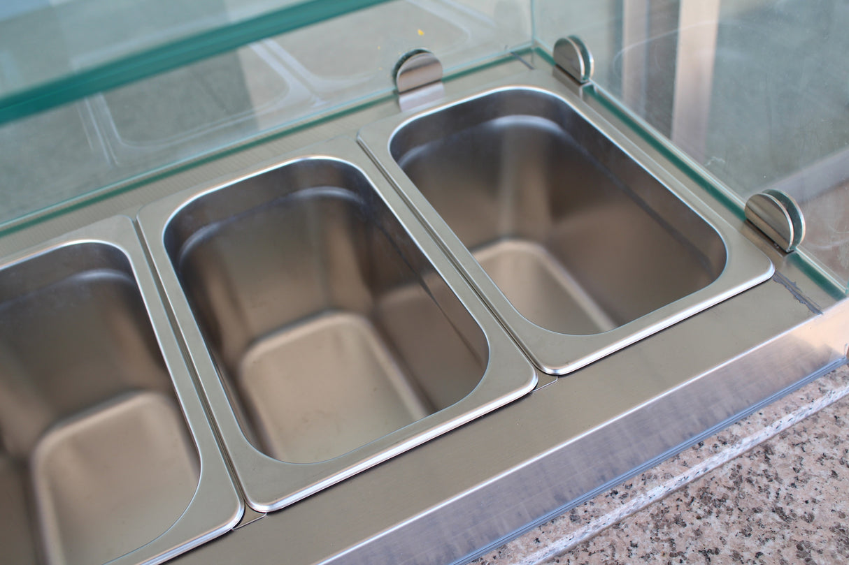 Pizzawerkbank | 444L | 3 Deuren | 8x 1/6 GN | +2°C/+8°C | Geventileerd | 1368x700x1180(h)mm