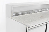 Pizzawerkbank | 402L | 3 Deuren | Boven 8x 1/6 GN | +2°C/+8°C | Statisch met Ventilator | 1368x700x1090(h)mm