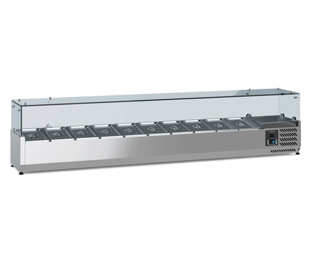 Gekoelde Opzetvitrine | 10 x 1/4 GN | 2000x335x435(h)mm