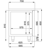 Vrieswerkbank | ENERGY LINE | RVS | 281L | 2 Deuren | -10°C/-22°C | Geforceerd | 1300x700x850(h)mm