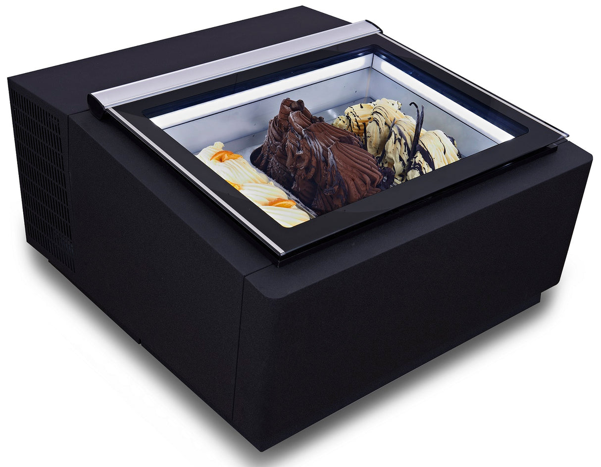 Schepijsvitrine | Zwart | 3x 5L | -16°C/-18°C | Statisch | 670x750x375(h)mm