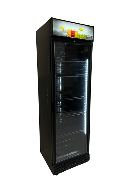 Drankenkoeling Zwart | 382L | Glasdeur | +4°C/+10°C | Statisch met Ventilator | 595x650x2000(h)mm