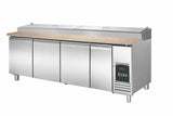 Pizzawerkbank | 943L | 4 Deuren| Boven 12x 1/3 GN | +2°C/+8°C | Geforceerd | 2528x800x890/1040(h)mm