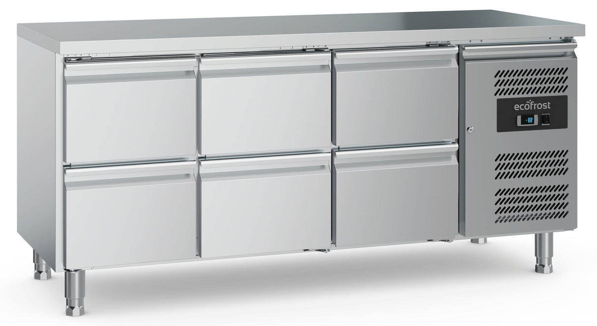 Koelwerkbank | 417L | 6 laden | +2°C/+8°C | Geforceerd | 1795x700x860(h)mm