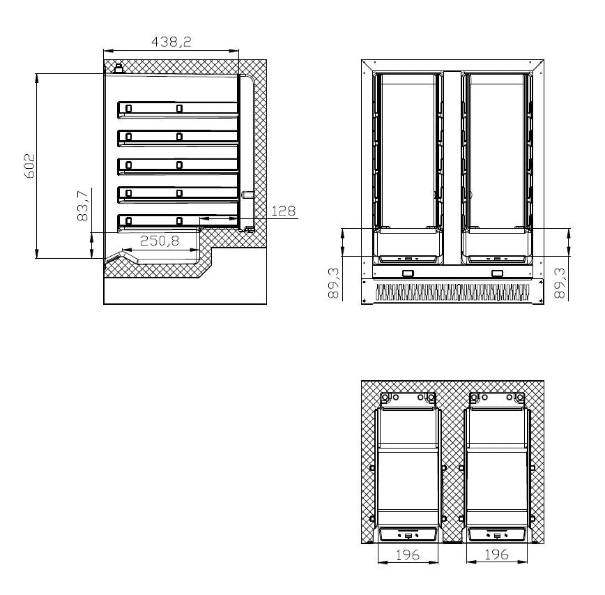 Wijnklimaatkast 100L Glasdeur | Dual Zone | 40 flessen | Zwart | +5°C/+20°C | Geforceerd | 595x570x820(h)mm
