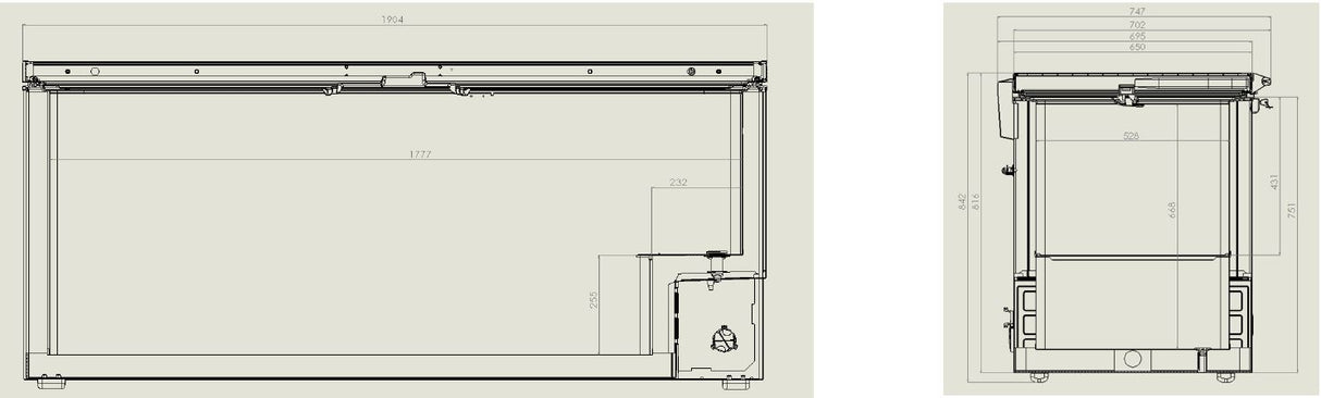 Vrieskist 635L | tot -18°C /-24°C| wit/RVS | klapdeksels | 1904x743x840(h)mm