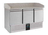 Pizzawerkbank | 350L | 3 Deuren | +2°C/+8°C | Statisch met Ventilator | 1400x700x1020(h)mm