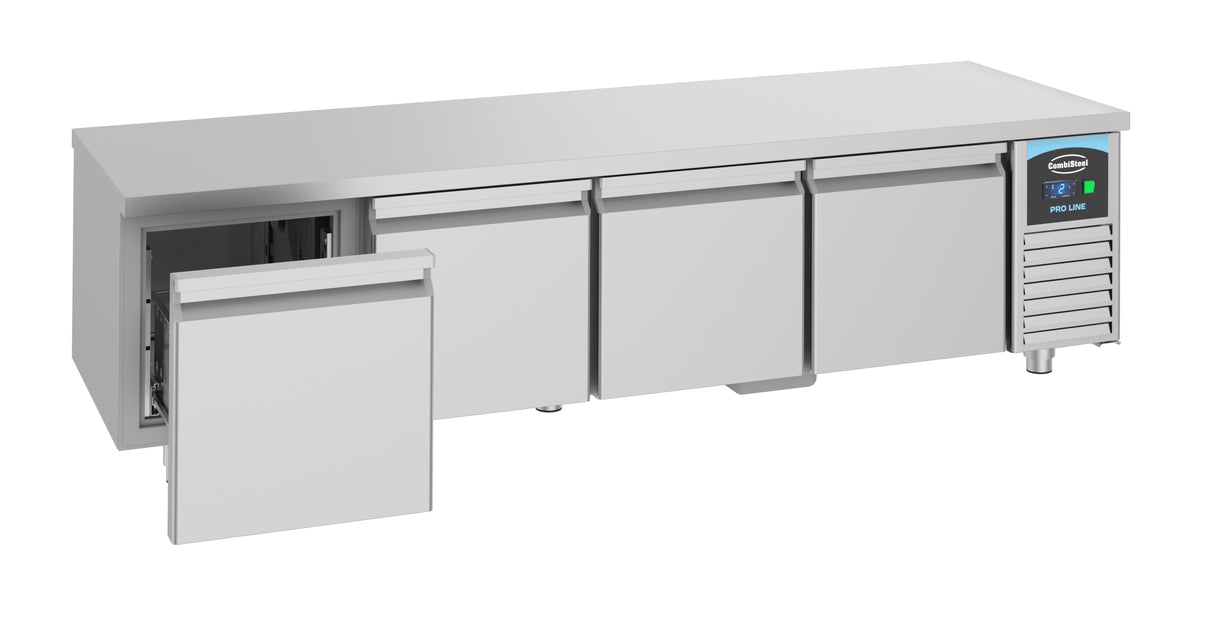 Koelwerkbank PRO LINE | Laag Model | 360L | 4 Deuren | -2°C/+8°C | Geforceerd | 2130x700x600(h)mm
