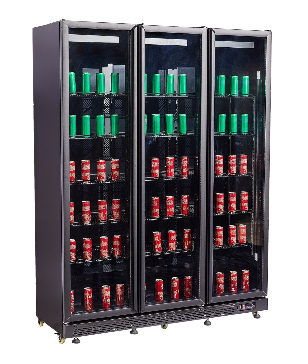 Glasdeur Koelkast | 1200L | Zwart | +2°C/+10°C | Geforceerd | Draaideuren | Anti-Condens Verwarming | 1600x600x2100(h)mm