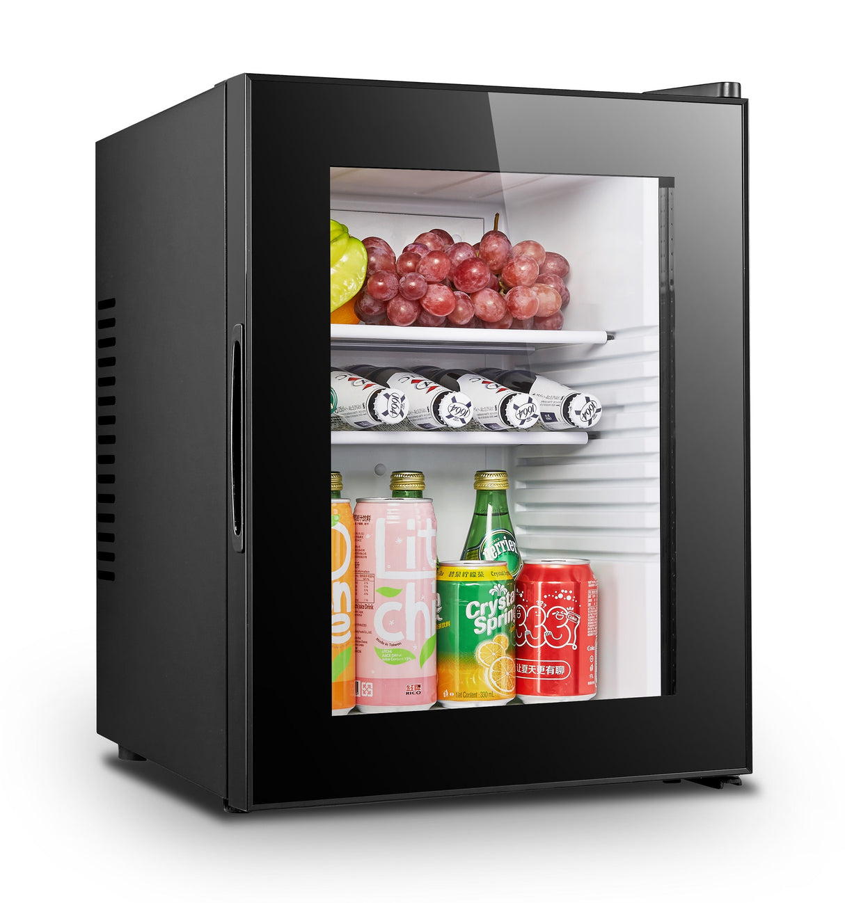 Minibarkoeling | Zwart | 40L | 1 Glasdeur | +12°C/+18°C | 405x443x545(h)mm