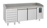Pizzawerkbank | PRO LINE | 615L | 2 Deuren 5 Laden | -2°C/+8°C | Geforceerd | 2100x800x1080(h)mm