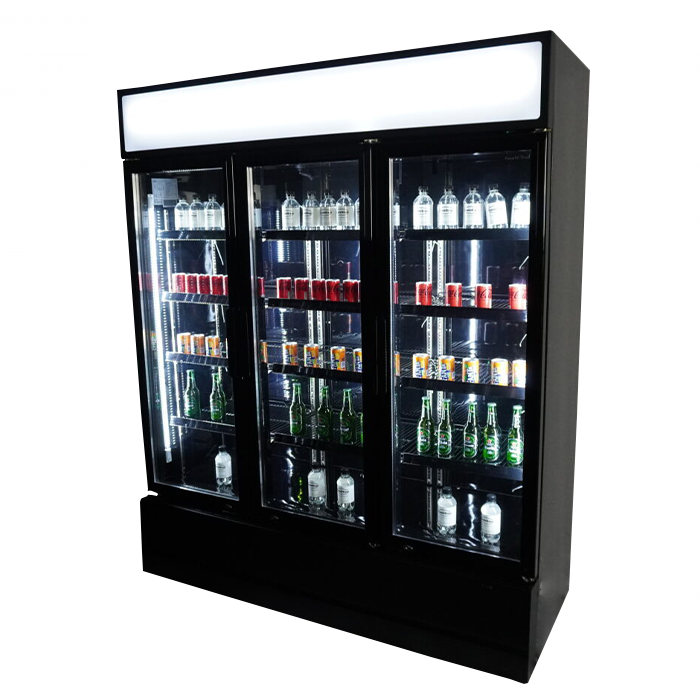 Glasdeur Koelkast Zwart | 1065L | 3 Glasdeuren | +1°C/+10°C | Geforceerd | 1600x610x1973(h)mm
