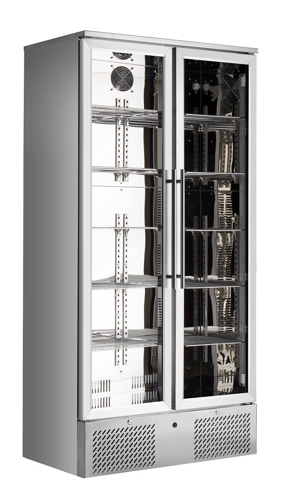 Barkoeler Hoog RVS | 458L | 2 Glasdeuren | +2°C/+10°C | Geventileerd | 900x515x1820(h)mm